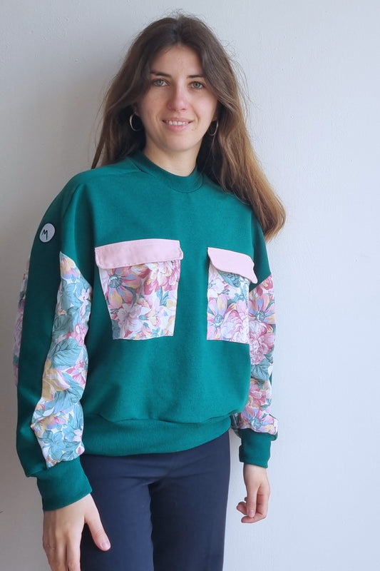 Sweat-shirt Marguerite - vert rosiers