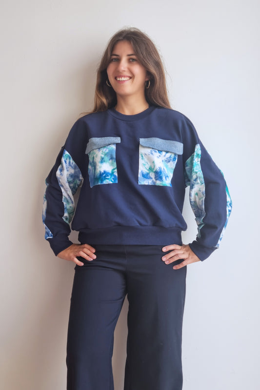 Sweat-shirt Marguerite - marine- tie dye